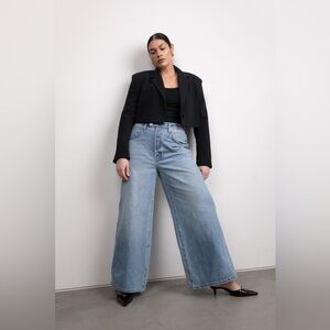 Oak + Fort 100% cotton double button wide leg jeans - 27 but fits larger, 29